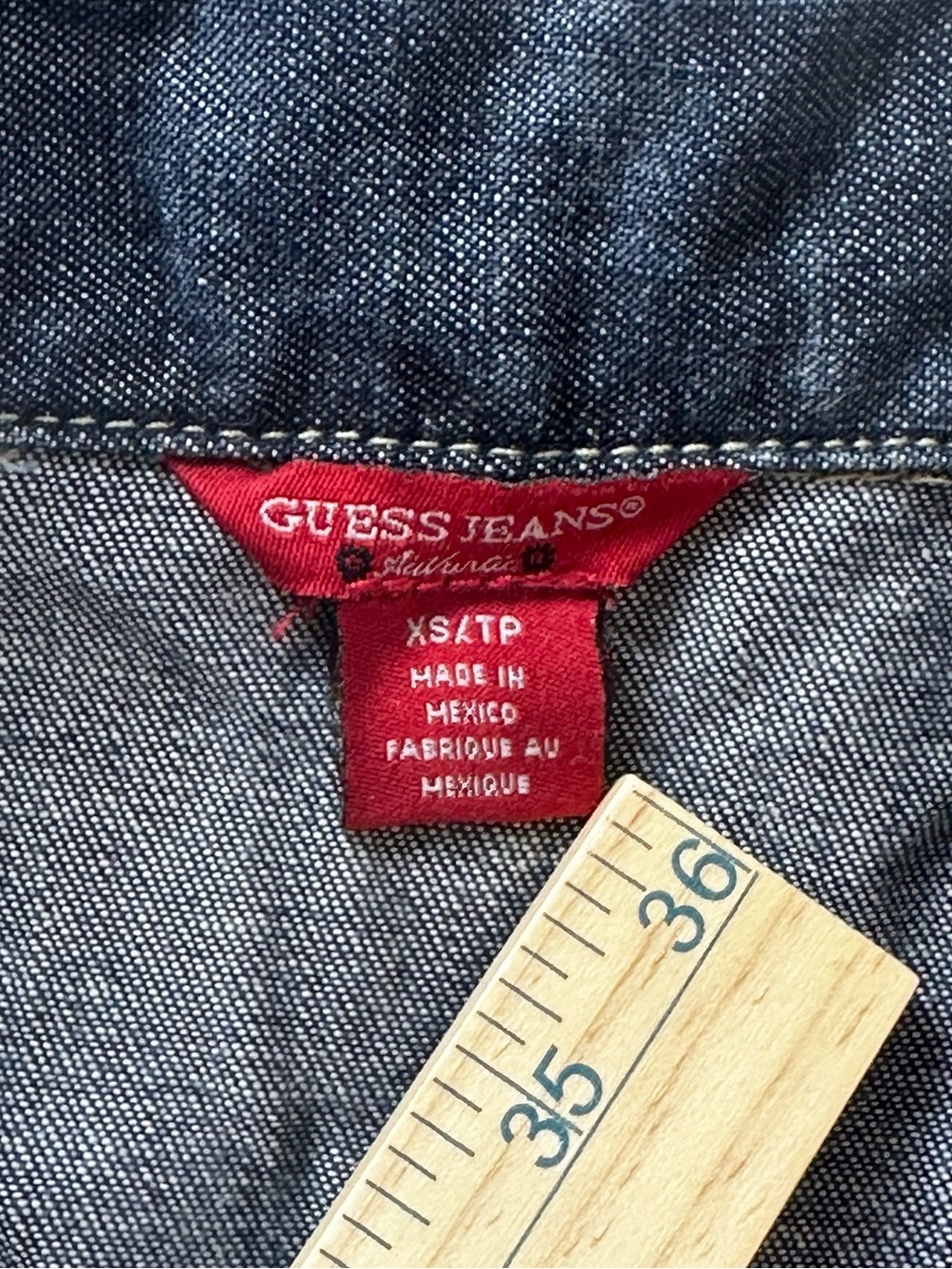 Guess Jeans Dark Denim Ruffled Short-Sleeve Jacket - Picture 8 of 9